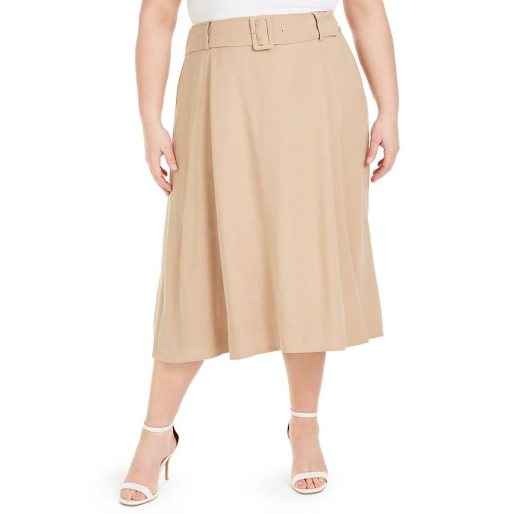 New Alfani Women Plus Size Light Belted Midi Skirt